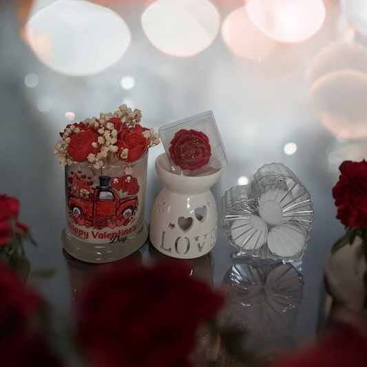 Valentines Candle and Wax melts Bouquet ( Mahogany Scent)