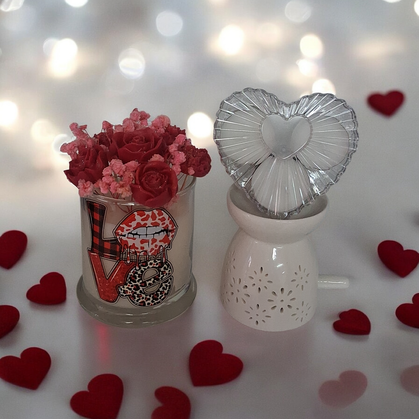 Valentines 8 oz Candle & 2oz Wax Melt Bouquet (La Juicy Scent)
