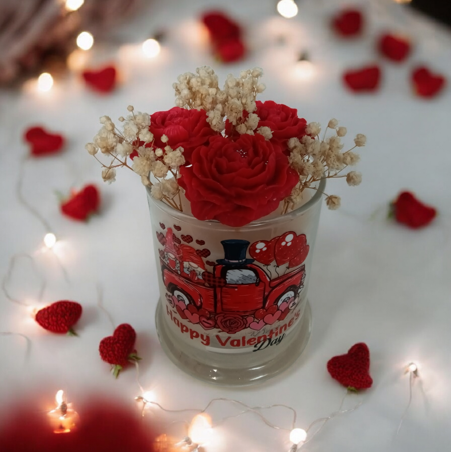 Valentines Candle and Wax melts Bouquet ( Mahogany Scent)