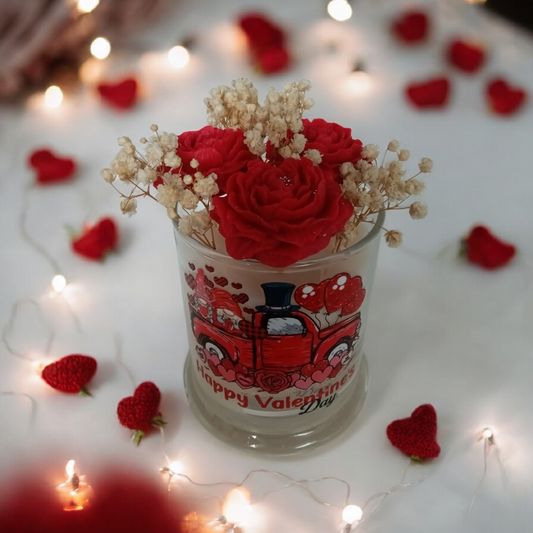 Valentines Candle and Wax melts Bouquet ( Mahogany Scent)