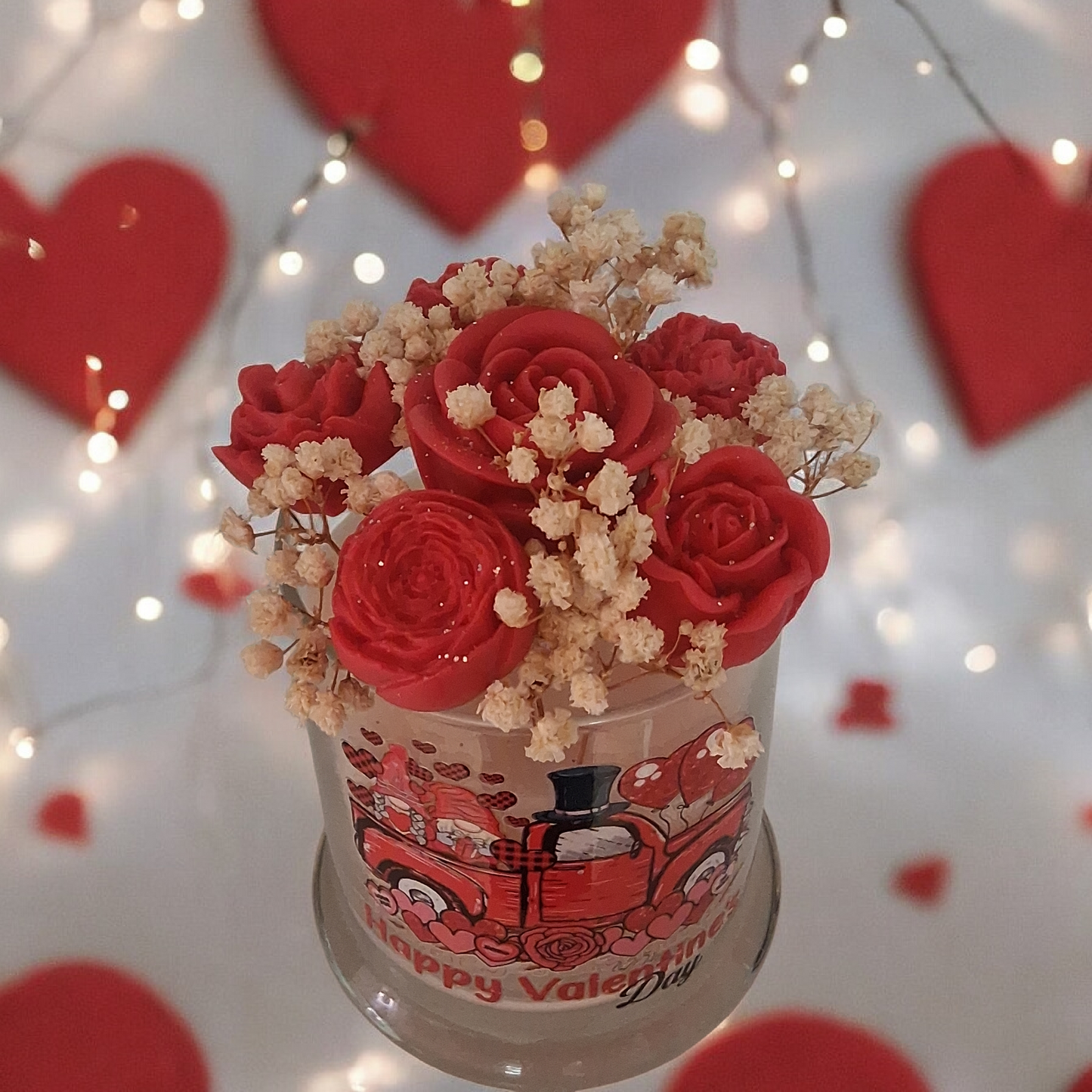 Valentines Candle and Wax melts Bouquet ( Mahogany Scent)